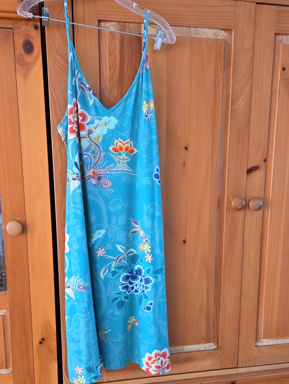 Johnny Was beautiful Teal Floral V‑Neck Slip Nightgown. XL - Picture 1 of 8